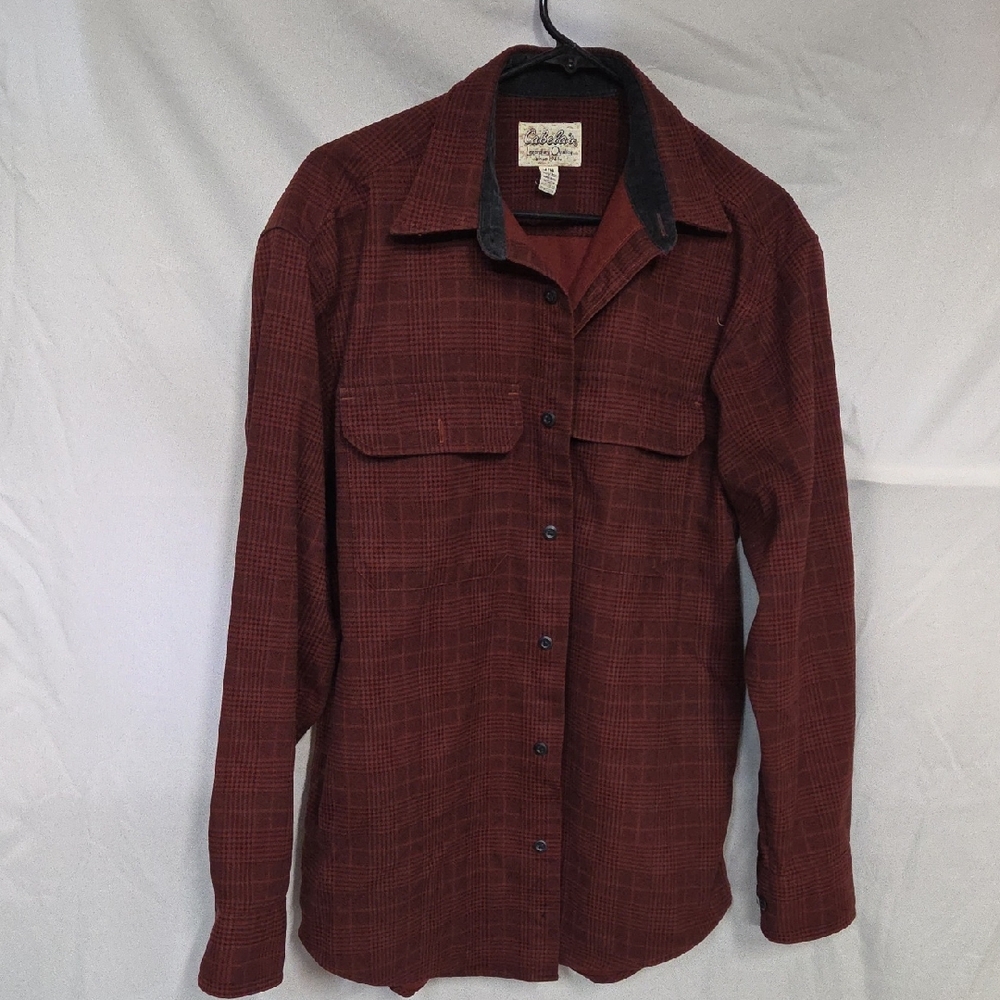 Mens Cabela's Maroon Checkered Shirt MedIUM